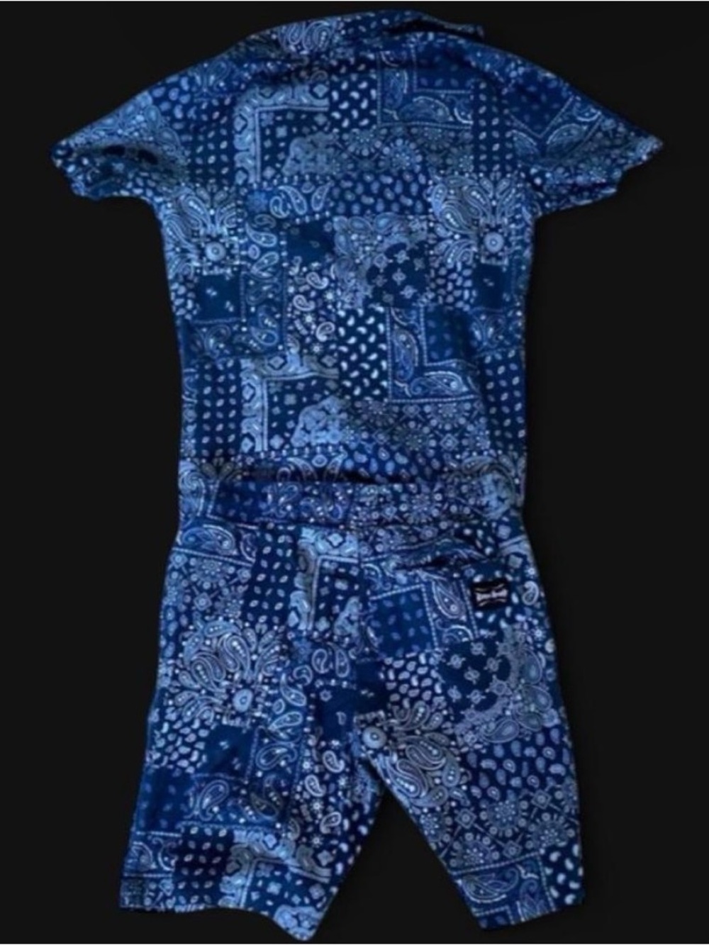 Men's Blue Bandana-Print Short Pajama Set